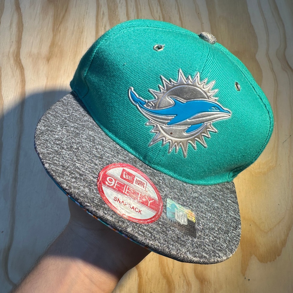New Era Miami Dolphins NFL Vintage Collection 9FIFTY Snapback Hat Teal Grey OSFM